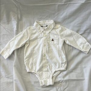GAP Baby Boys White Cotton Button-down Baby Onesie 12-18m
